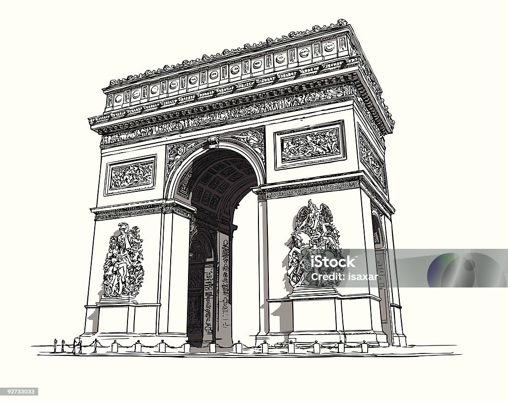 Триумфальная арка-Париж - Векторная графика Арка - архитектурный элемент роялти-фри