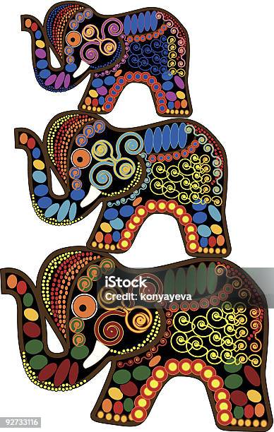 Vetores de Os Elefantes Decorativa e mais imagens de Animal - Animal, Branco, Cultura Indiana