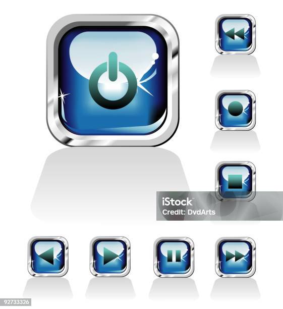 Music Player Icons Stock Illustration - Download Image Now - Black Color, Blue, Circle