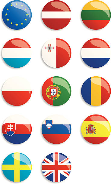 ilustrações, clipart, desenhos animados e ícones de bandeiras da união europeia - netherlands symbol flag button