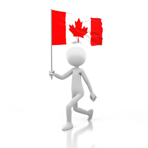 istock Small Person Walking with Canada Flag in a Hand. 927335358