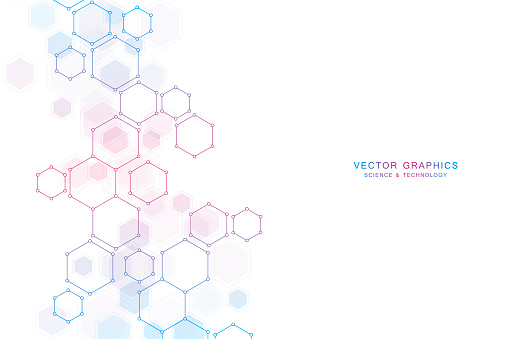 Abstract science background with hexagons and molecules