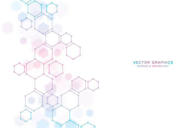 Abstract science background with hexagons and molecules Abstract science background with hexagons and molecules polygon textures stock illustrations