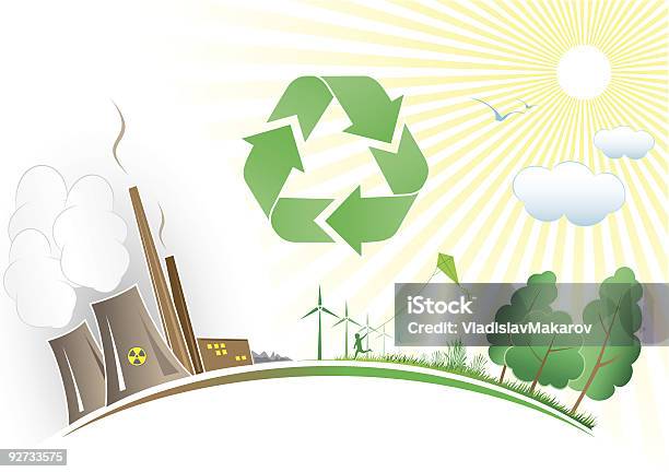 Símbolo De Reciclagem - Arte vetorial de stock e mais imagens de Central de Energia Nuclear - Central de Energia Nuclear, Conceito, Energia sustentável