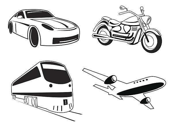 transport icons vector art illustration