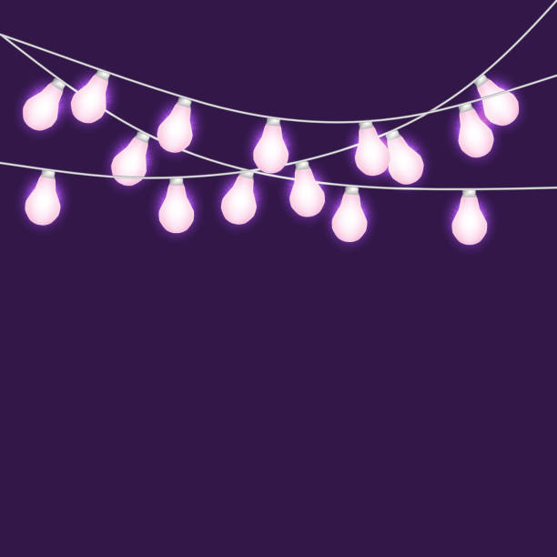istock Bright pink Christmas lights isolated realistic design elements. Glowing lights for Party, Holiday, New Year, birthday or greeting card design. Garlands, Christmas decorations. Template or mock up 927336400