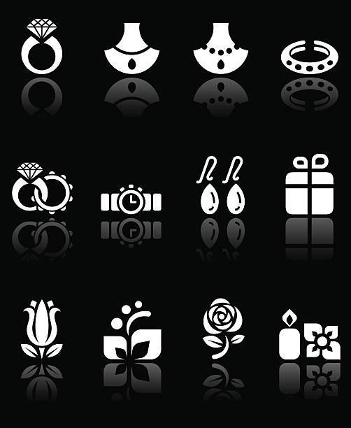 Schmuck und Hochzeit Icon-Set – Vektorgrafik