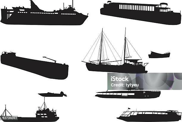 Vector De Barcos - Arte vetorial de stock e mais imagens de Feluca - Feluca, Silhueta, Barco a Remos