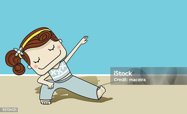 Happy Girl Practicing Yoga4 Series Stock Illustration - Download Image Now  - Adult, Balance, Breathing Exercise - iStock