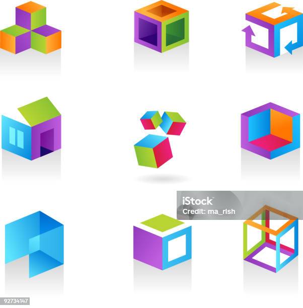 Vetores de Conjunto De Ícones De Cubo e mais imagens de Cubo - Cubo, Porta, Ícone de Computador