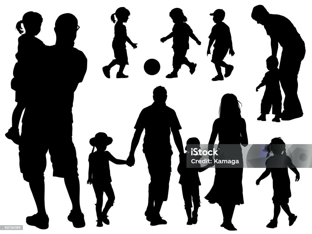 Family silhouettes  Family with Two Children stock vector