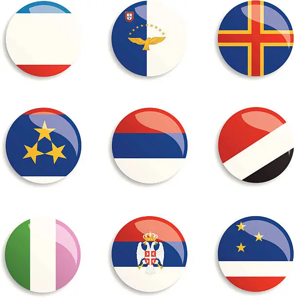 Vector illustration of World Flag Buttons