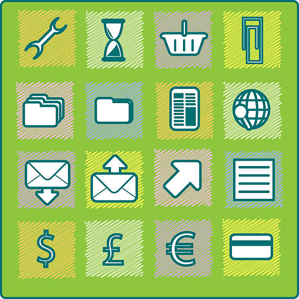 Quilted Icons - Ecommerce vector art illustration