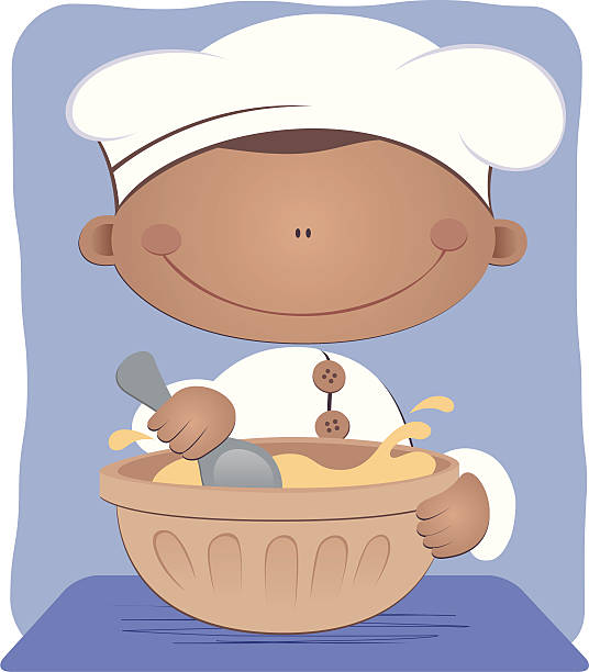 Little Boy Stirring Cake Mixture Stock Illustration - Download Image Now -  Baking, Cake Batter, African-American Ethnicity - iStock