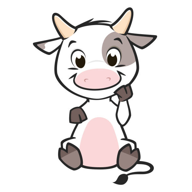 Cartoon Baby Cow vector art illustration