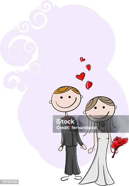 Ilustración de Recién Casados y más Vectores Libres de Derechos de Amor - Sentimiento - Amor - Sentimiento, Casados, Color - Tipo de imagen