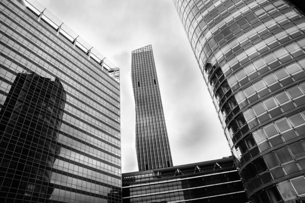 istock Modernist architecture in high rise office and apartment buildings 927347532