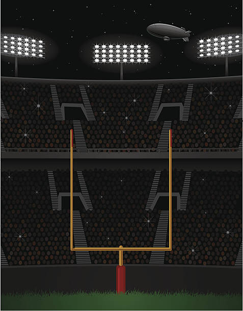Pro Football Stadium Background: Night - Vertical Version vector art illustration