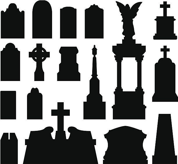 tombstones i grób zabytków - stone coffin stock illustrations