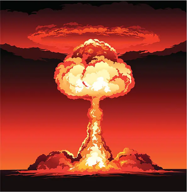 Vector illustration of Mushroom Cloud of Nuclear Explosion