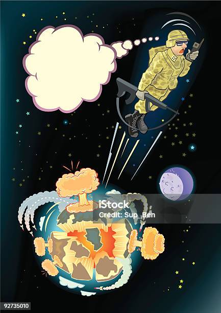 Militaries Dune Satire Caricatue Sur Vecteurs libres de droits et plus d'images vectorielles de Anxiété - Anxiété, Arme de destruction massive, Arme nucléaire
