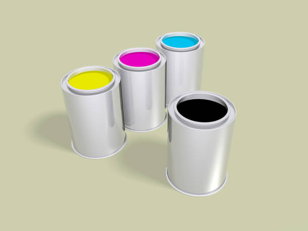 cmyk2 - spotted cmyk ink printer fotografías e imágenes de stock