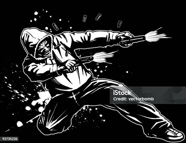 Tough Guy With Pistols Version Vi Stock Illustration - Download Image Now