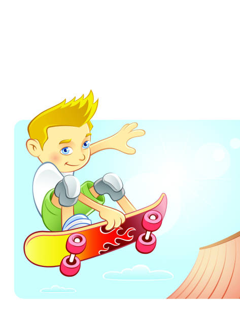 Ragazzo su Skateboard - illustrazione arte vettoriale