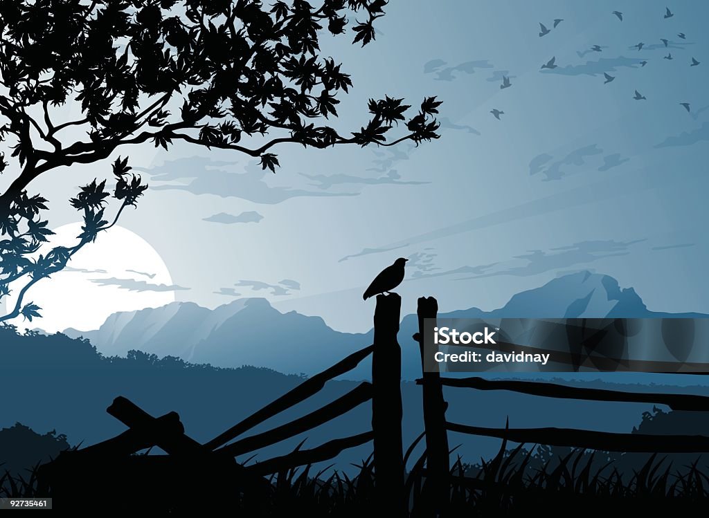 Blue Sunset  Fence stock vector