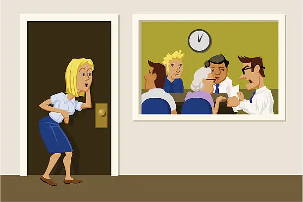 Vector illustration of Woman Eavesdropping