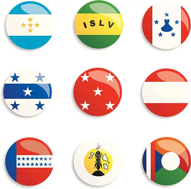 Vector illustration of World Flag Buttons