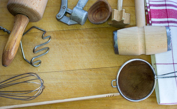 istock Rural old kitchen utensils with free text space 927358790
