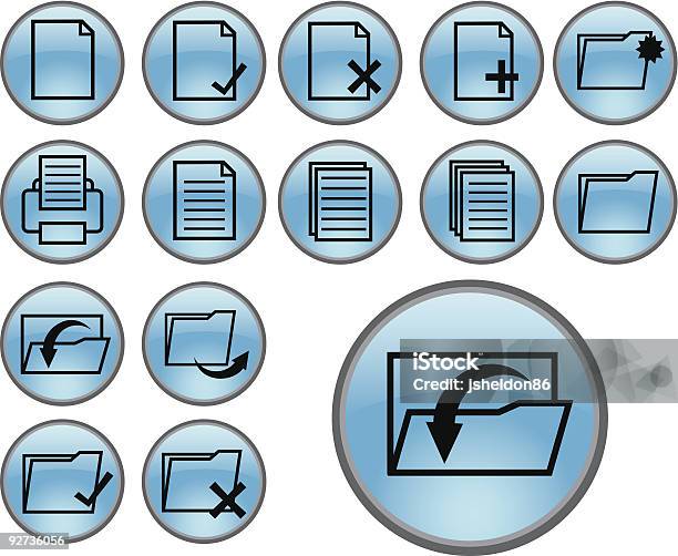 Dokumentu I Ikony Folderu Niebieski - Stockowe grafiki wektorowe i więcej obrazów Akta - Akta, Biały, Bliski