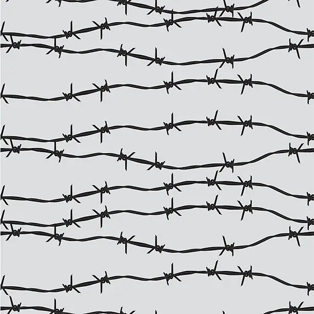Vector illustration of Seamless background of barbed wire