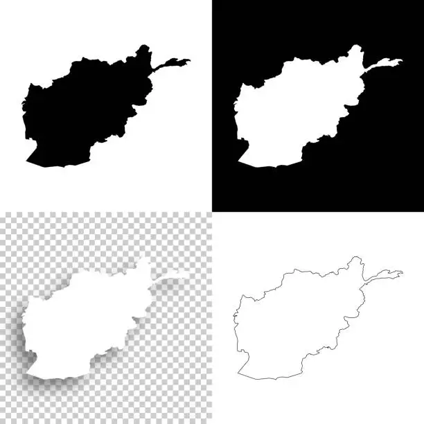 Vector illustration of Afghanistan maps for design - Blank, white and black backgrounds