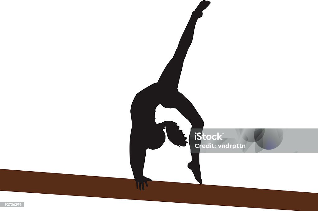 Back Walkover Level 6 Gymnast doing a back walkover on the beam. Vector illustration includes CS2, EPS and high res jpeg Gymnastics stock vector