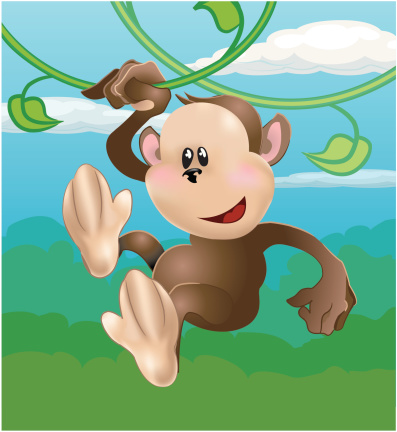 Monkey Cartoon Hanging on A Tree Branch With Thumb UP Clipart Images