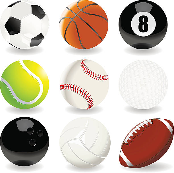벡터 컬레션 스포츠 공 - tennis tennis ball sphere ball stock illustrations
