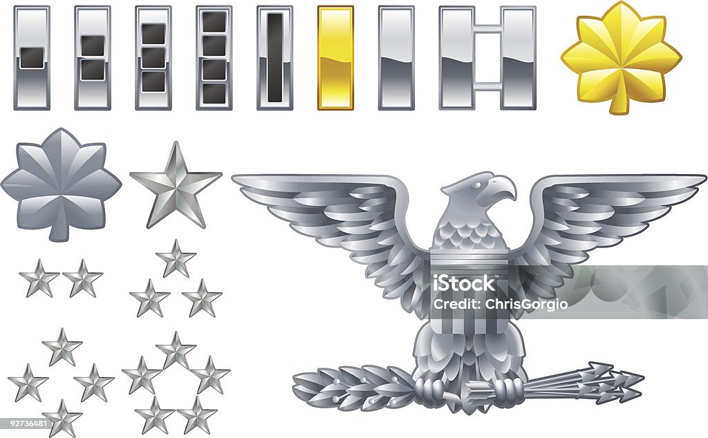 american army officer ranks insignia icons  Military stock vector