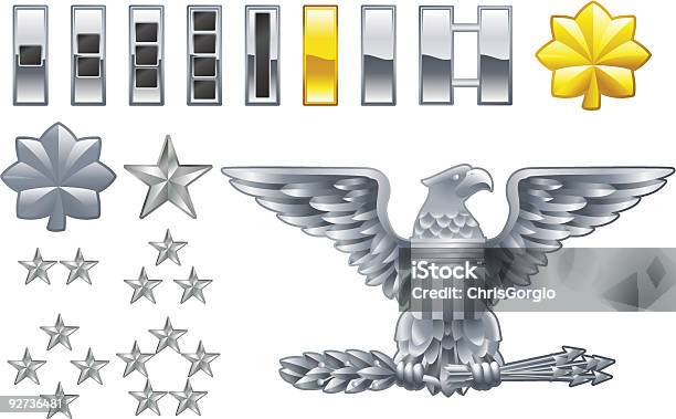 American Army Officer Ranks Insignia Icons Stock Illustration - Download Image Now - Military, Colonel, Lieutenant