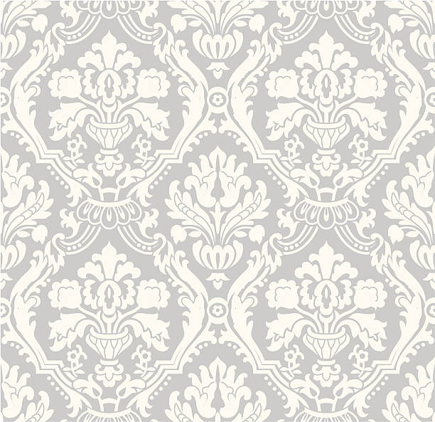 tapete_grey - wallpaper pattern wallpaper 1950s style ornate点のイラスト素材／クリップアート素材／マンガ素材／アイコン素材