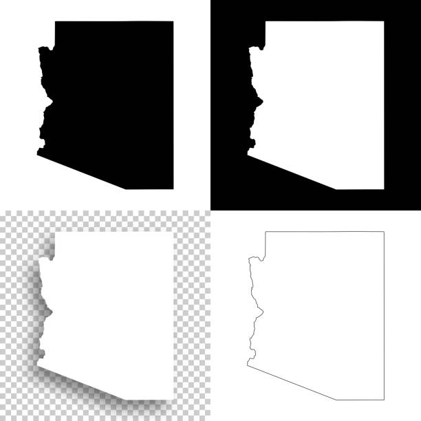 Arizona maps for design - Blank, white and black backgrounds Map of Arizona for your own design. With space for your text and your background. Four maps included in the bundle: - One black map on a white background. - One blank map on a black background. - One white map with shadow on a blank background (for easy change background or texture). - One blank map with only a thin black outline (in a line art style). The layers are named to facilitate your customization. Vector Illustration (EPS10, well layered and grouped). Easy to edit, manipulate, resize or colorize. Please do not hesitate to contact me if you have any questions, or need to customise the illustration. http://www.istockphoto.com/portfolio/bgblue black background shape white paper stock illustrations