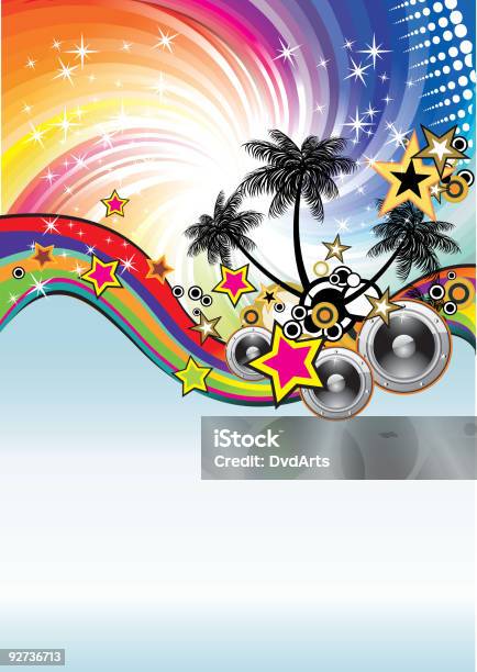 Music Event Discoteque Flyer Stock Illustration - Download Image Now - Backgrounds, Beach Party, Color Image