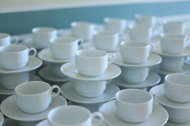 Stacked tea cups stock photo