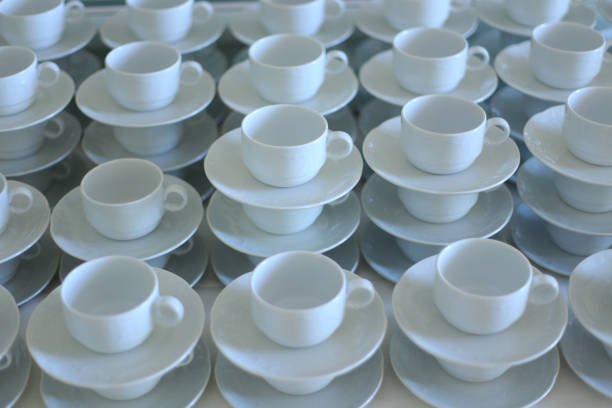 Stacked tea cups pattern stock photo
