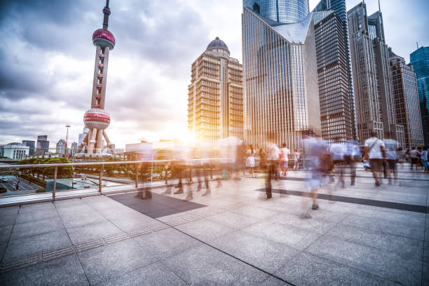 istock Motion passengers at Lujiazui Financial District, shanghai,china 927368808