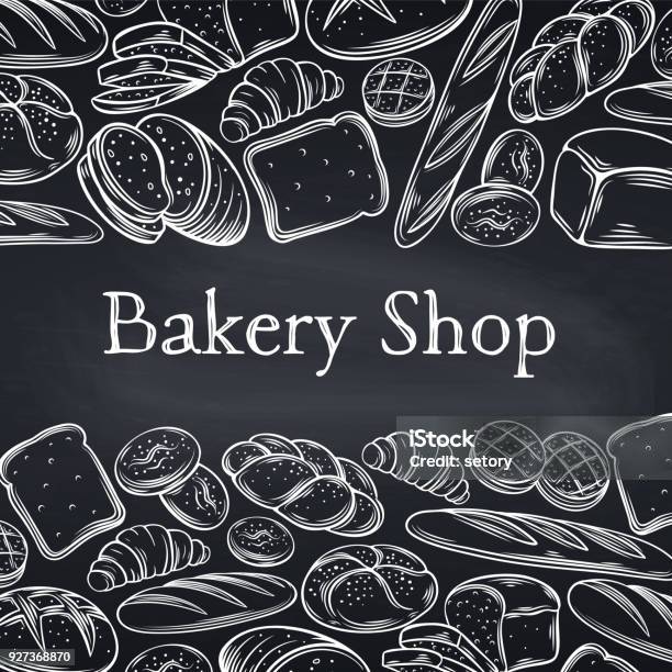 Bakery Stock Illustration - Download Image Now - Bakery, Chalkboard - Visual Aid, Baguette