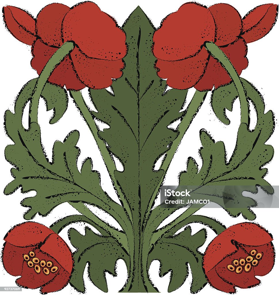 Nouveau Poppies - Векторная графика 1900-1909 роялти-фри