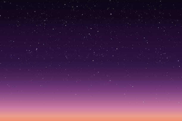 illustrations, cliparts, dessins animés et icônes de illustration vectorielle de matin ou soir ciel étoilé avec lever ou coucher de soleil - twilight