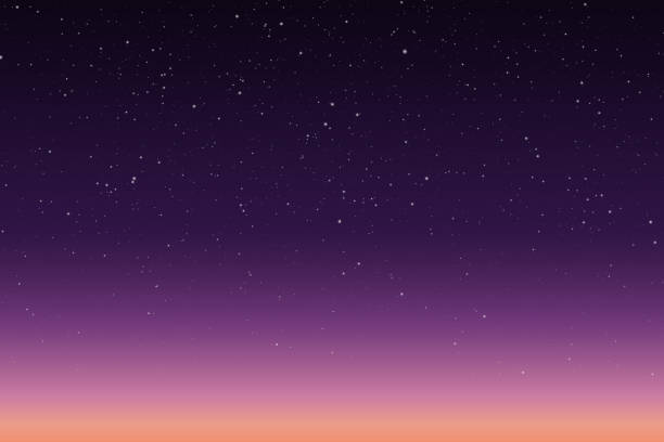 векторная иллюстрация утреннего или вечернего звездного неба с восходом или закатом солнца - вечерние сумерки stock illustrations